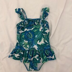 Janie and Jack Blue and Green Ruffled One Piece Swimsuit